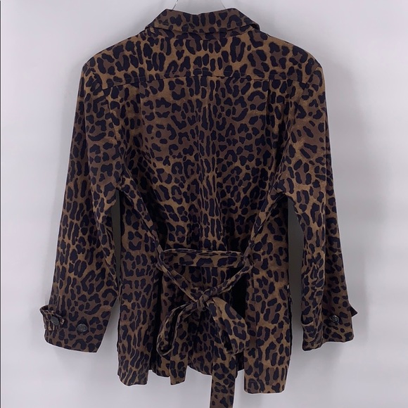 Linea leopard print trench jacket belted L - Picture 4 of 5